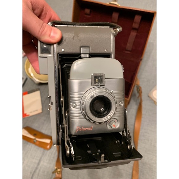 Vintage Polaroid Land Camera Model 95 1948 Gray Folding Bellows Camera Case - Picture 3 of 14